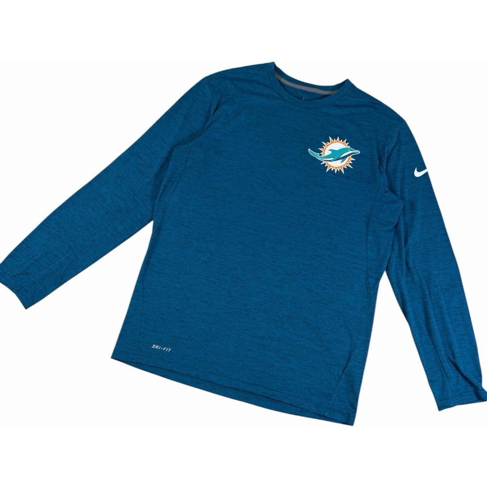 Nike Miami Dolphins NFL Mens Medium Dri-Fit Long Sleeve Heather Teal Shirt M
